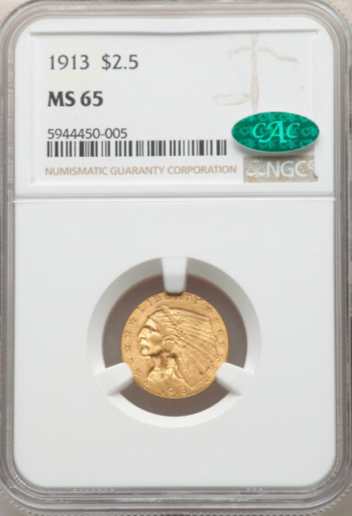 NGC graded coin: 1913 $2.5 gold coin