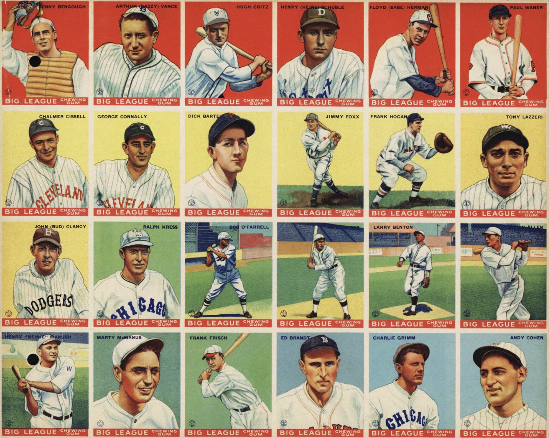 uncut sheet of baseball cards