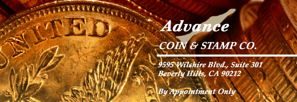 Advance Coin & Stamp logo with address by appointment only